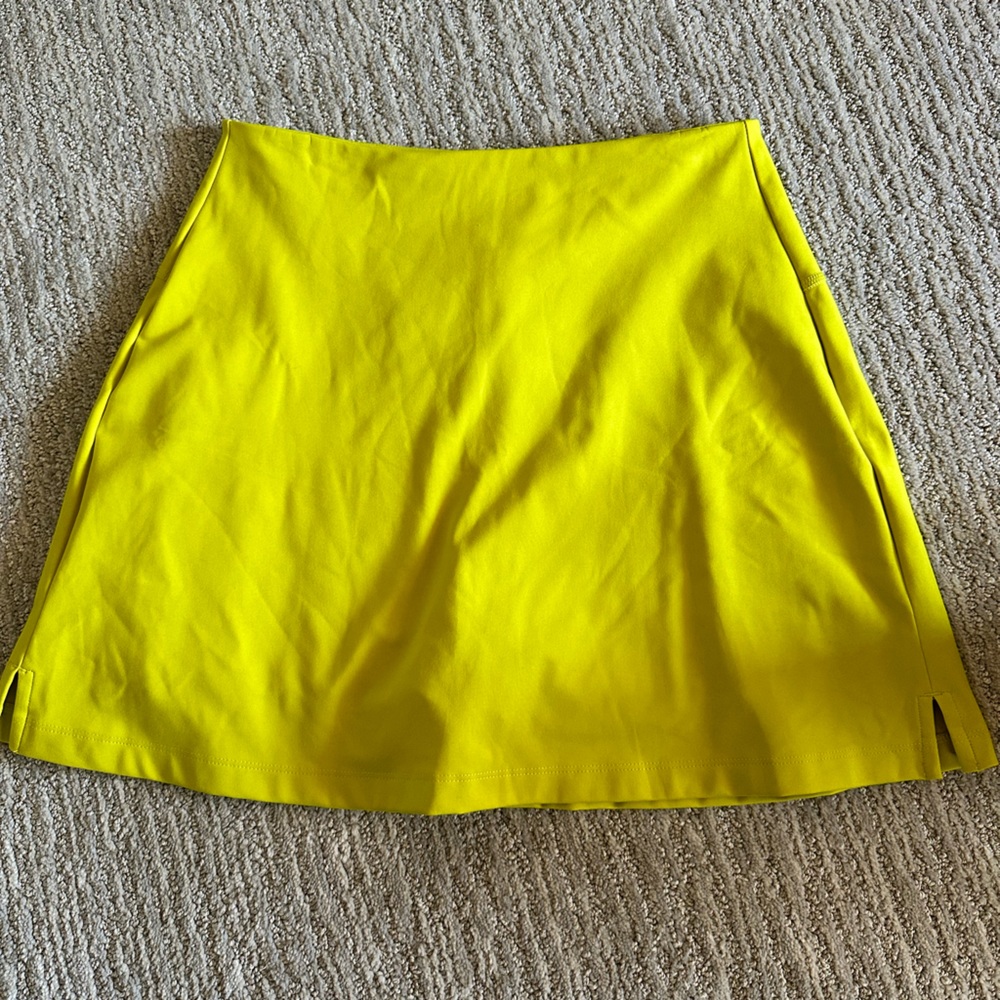 Girlfriend collective chartreuse skort